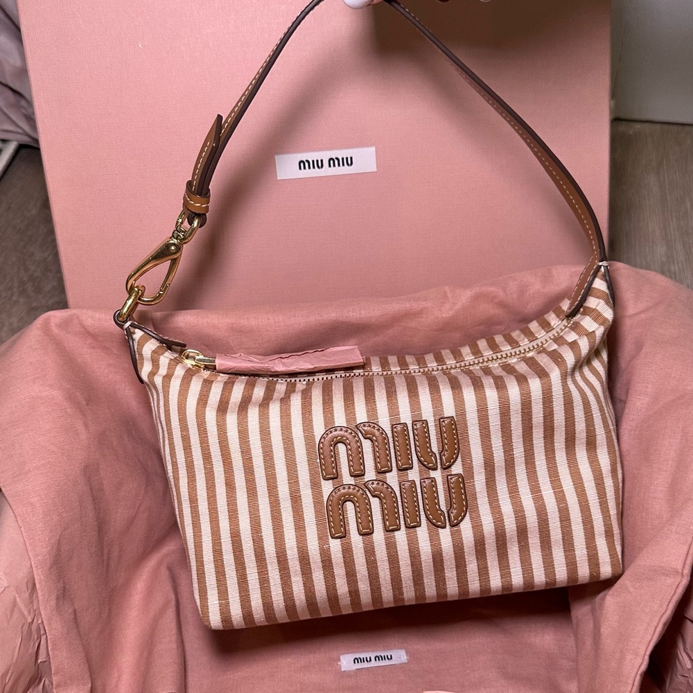 Miu Miu Jacquard fabric pouch with Logo